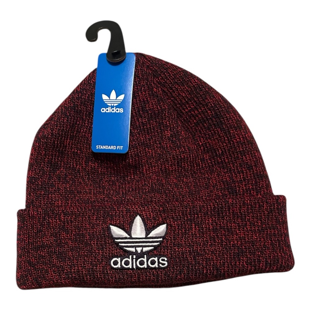 Men’s Adidas Red and Dark Brown Knit Beanie